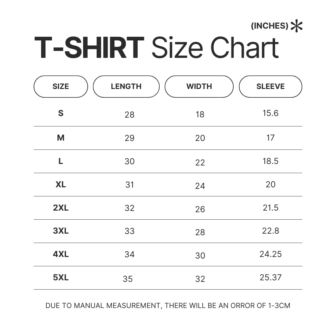 T shirt Size Chart - Chris Stapleton Store