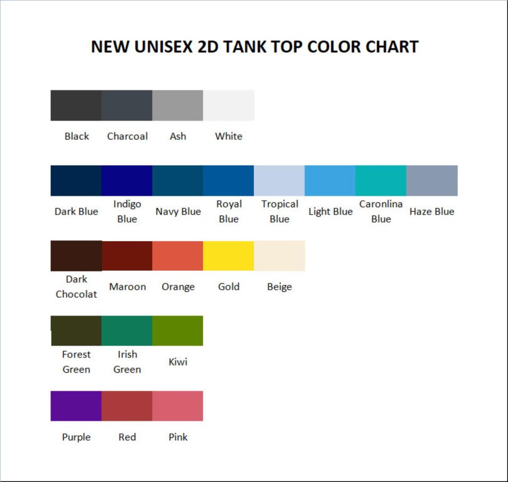 tank top color chart - Chris Stapleton Store